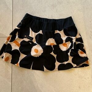 adidas Marimekko Black Floral Tennis Skort with Cream and Orange Accents
